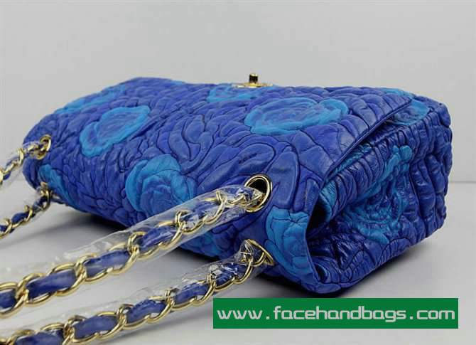 Chanel 2.55 Rose Handbag 50136 Gold Hardware-Blue